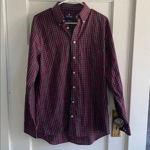 Stafford regular fit 15.5 plaid button down shirt office career prep dadcore